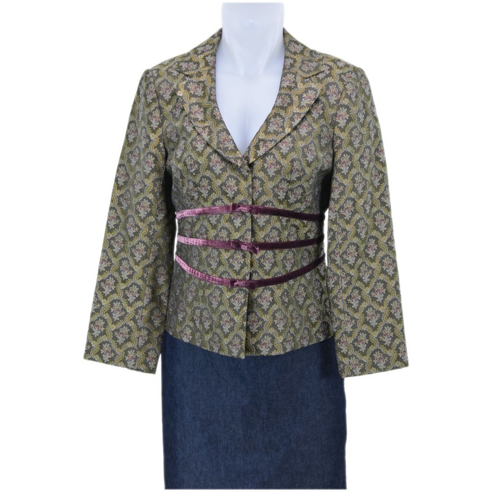 Nanette Lepore Green Floral Lined Blazer (S)